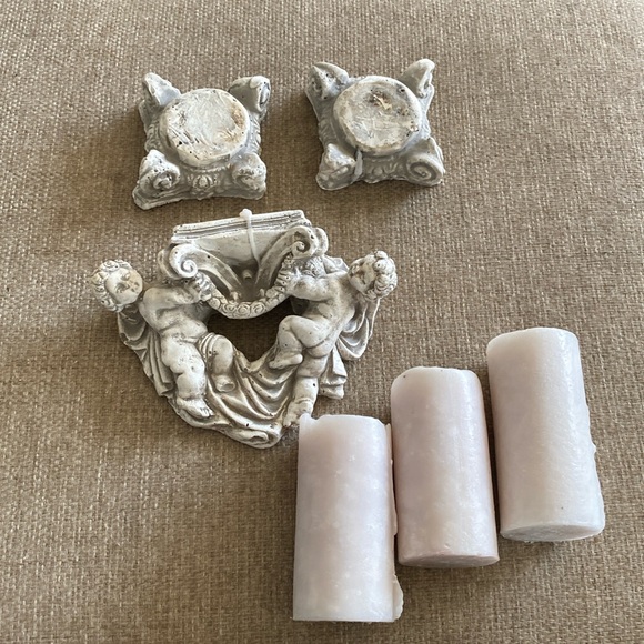 JOHN HOLLAND ARCHITECTURAL SCULPTURES plaster angel cherub sconce wall hanging - Picture 2 of 8